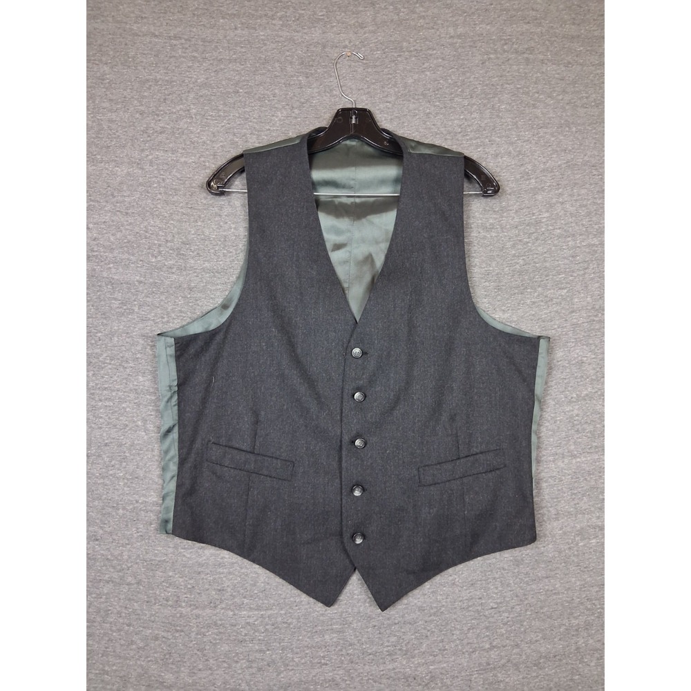 VTG Mens Blazer 44 Charcoal Gray Vest‎ Dark Academia Preppy Minimalist Office